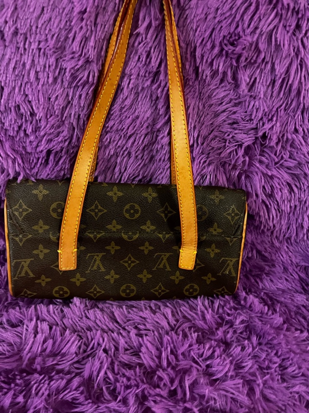 Louis Vuitton Monogram Canvas Shoulder Bag with Tan Straps - Picture 3 of 10